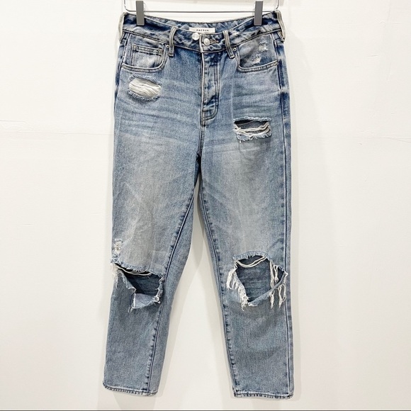 Pacsun Light Wash Distressed Mom Jeans Cotton - Picture 1 of 10
